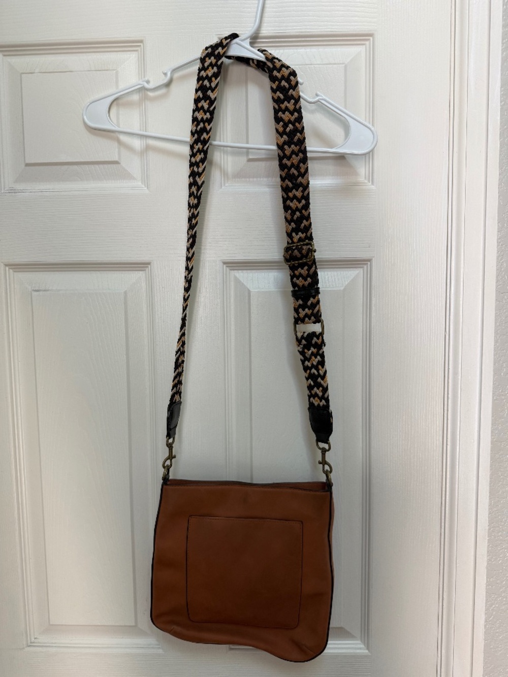 Brown Crossbody Bag with Woven Strap